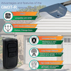 GM3T-R 3-Button Garage Door Openers Remote, Replacement for Genie Remote, Works
