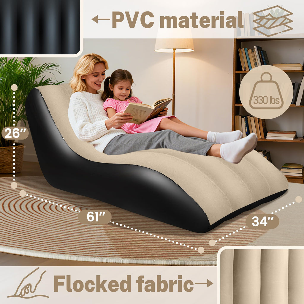 SeaSlep Inflatable Couch for Camping, Blow-Up Couch with Flocked Surface,