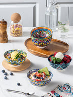 6 Pack HENXFEN LEAD Small Dessert Bowls – 10 oz Boho Ceramic Bowls for Ice