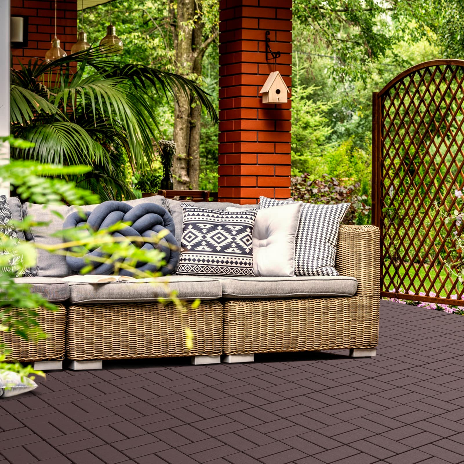 Goovilla Plastic Interlocking Deck Tiles, 36 Pack Outdoor Patio Flooring,