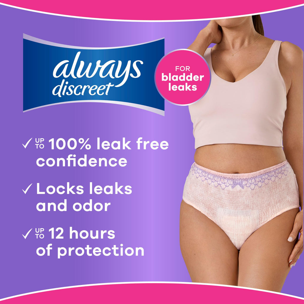 76 CT Always Discreet Adult Incontinence Underwear Large Womens