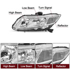 Headlights Assembly for 2012-2015 Honda Civic 4Dr Sedan | 2012-2013 Honda Civic