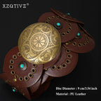 XZQTIVE Western PU Leather Belts for Woman Concho Cowgirl Cowboy Disc Belt for