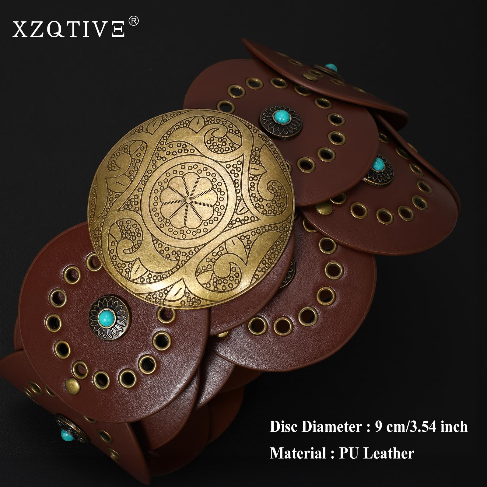 XZQTIVE Western PU Leather Belts for Woman Concho Cowgirl Cowboy Disc Belt for
