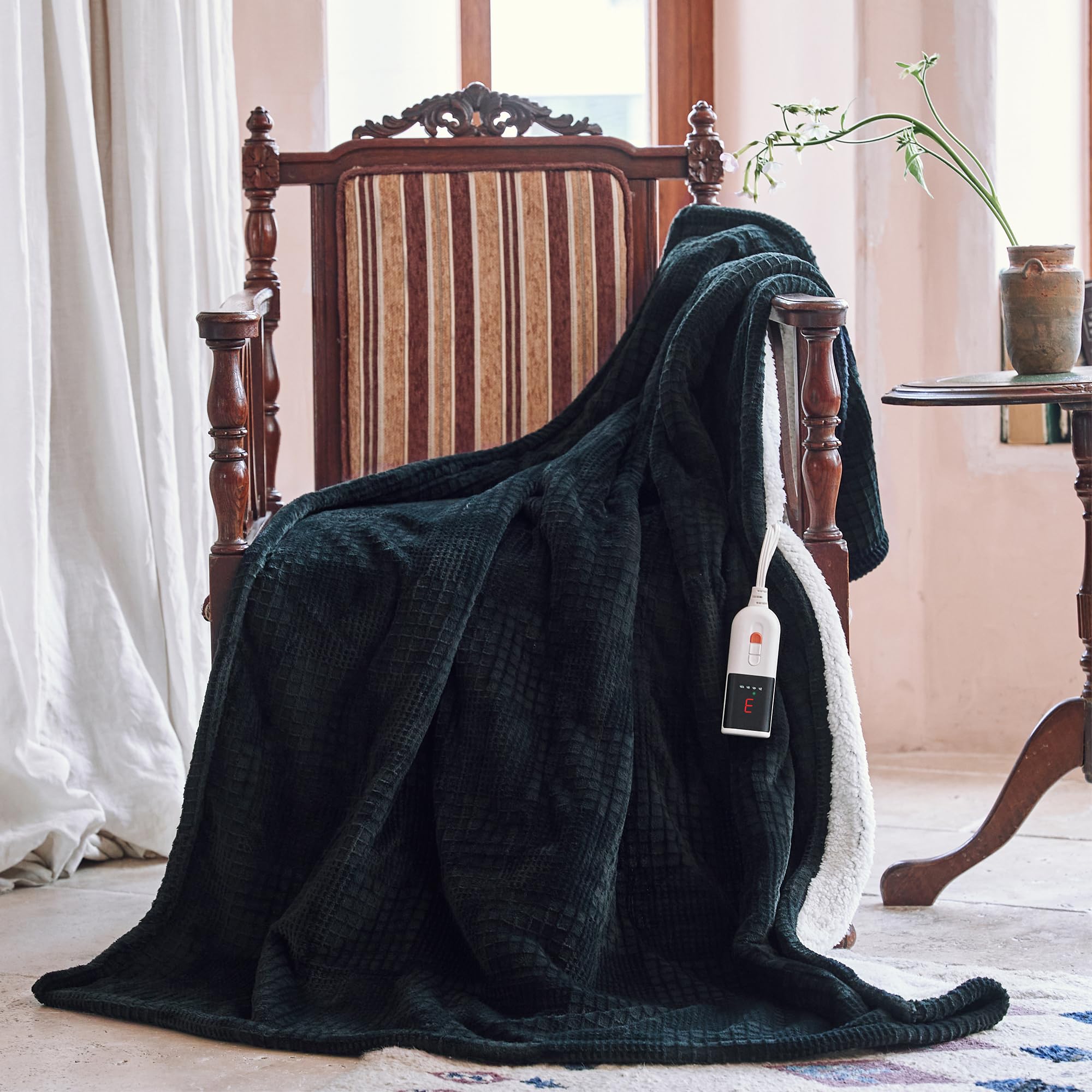 Texciting Heated Blanket Electric Blanket Throw 50''X60''-Heating Blanket with 9