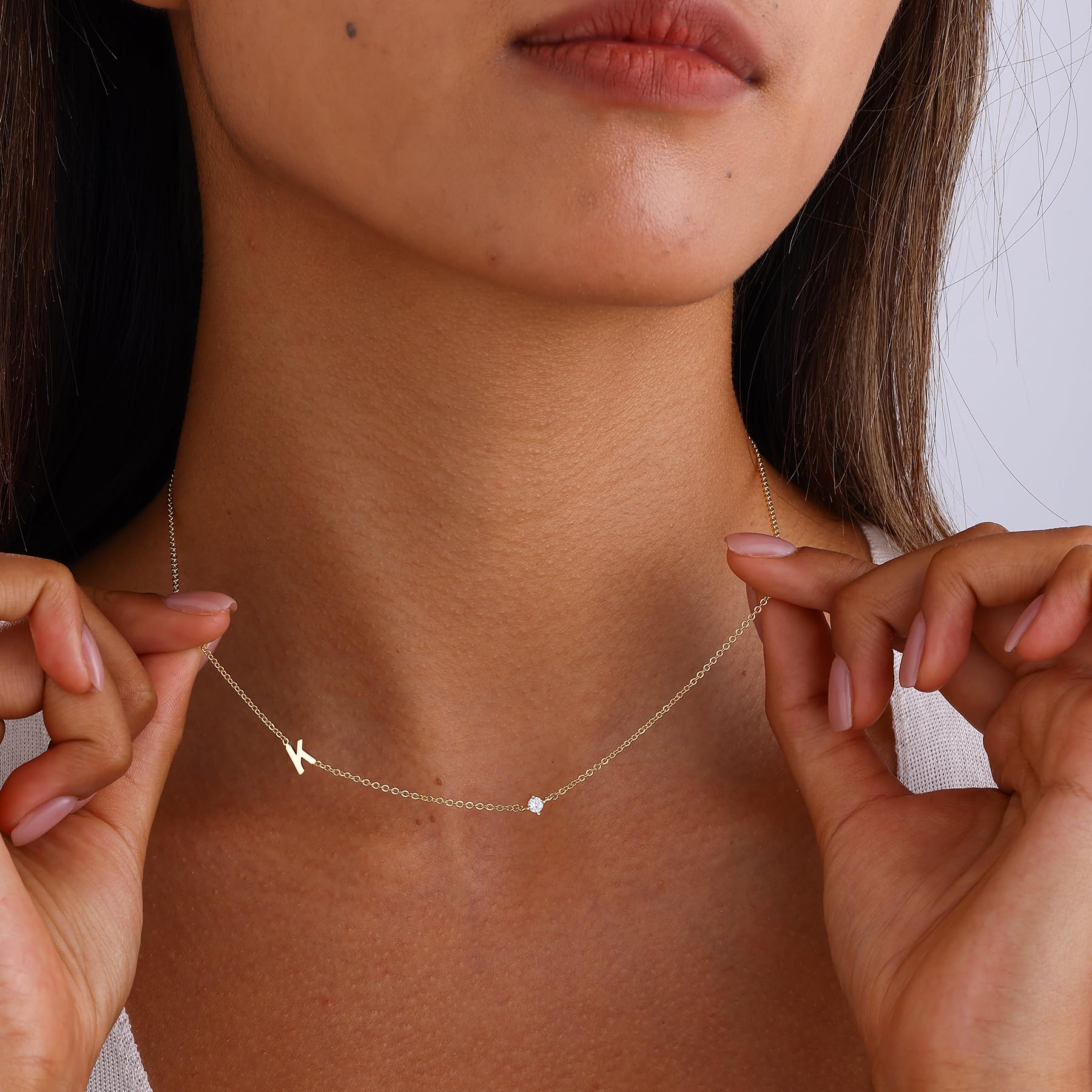FUCJOEE Initial Necklaces for Women, Dainty Letter Choker Necklace 14K Gold