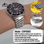 CSJU002 Solid jubilee Stainless Steel Watch Band for Casio Duro MDV106 / MDV107