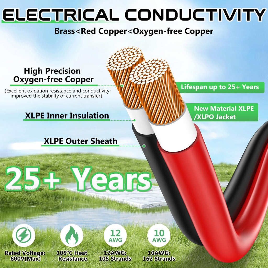 Vansdon Solar to XT60 Cable- 10AWG 30FT XT60 Solar Cable Charging Extension