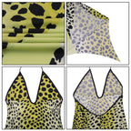 Caviotess Women’s Sexy Halter Backless Leopard Print Maxi Dress Irregular Hem