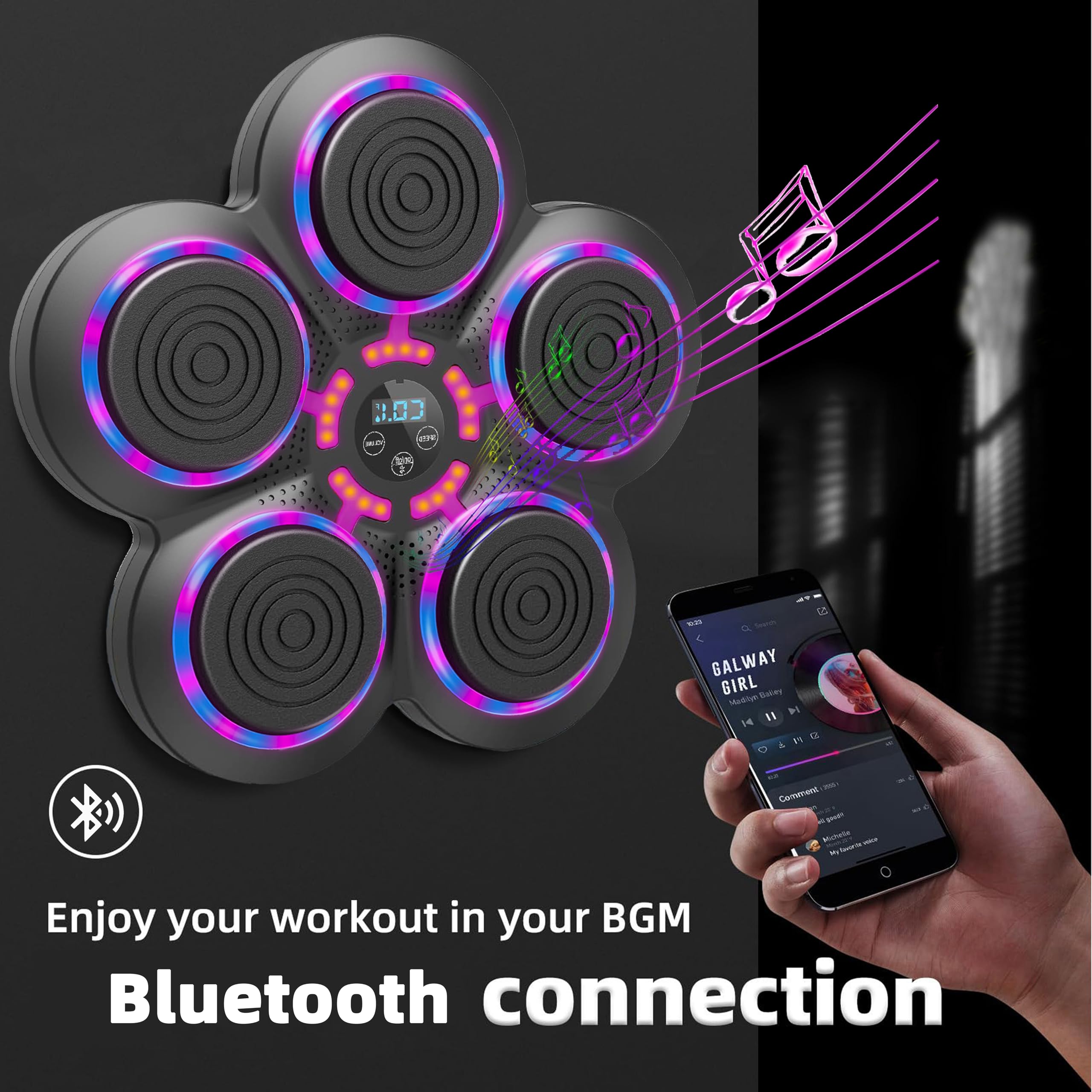 QEIFEII 2025 Music Boxing Machine with Boxing Gloves, Smart Bluetooth Boxing