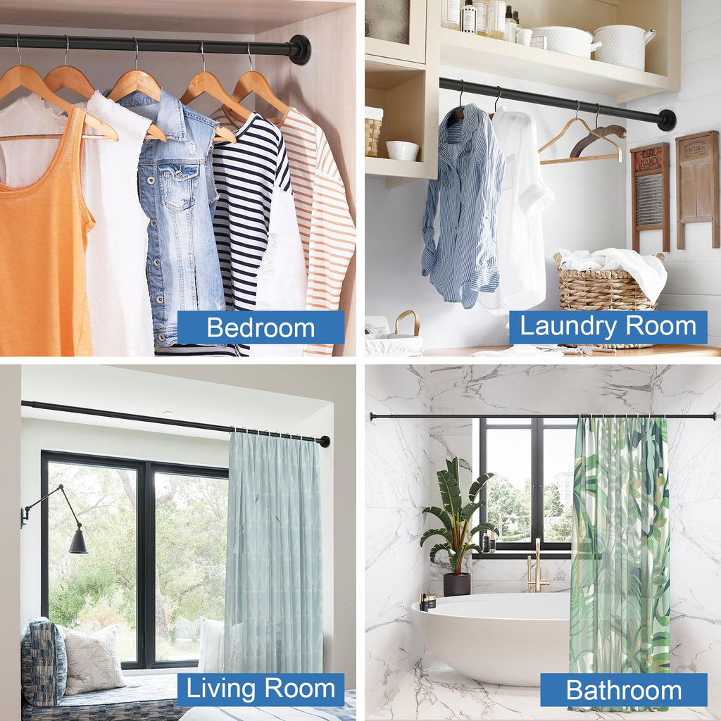SUNALLY Shower Curtain Rod, Adjustable 32-89 Inch Spring Tension Shower Rods