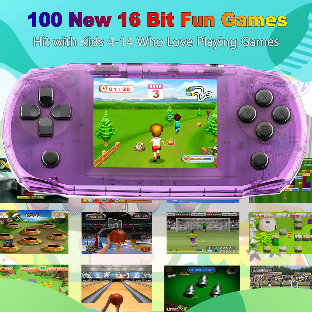 3.2" IPS Large Screen Handheld Game Console for Kids Preloaded 100 Retro Video