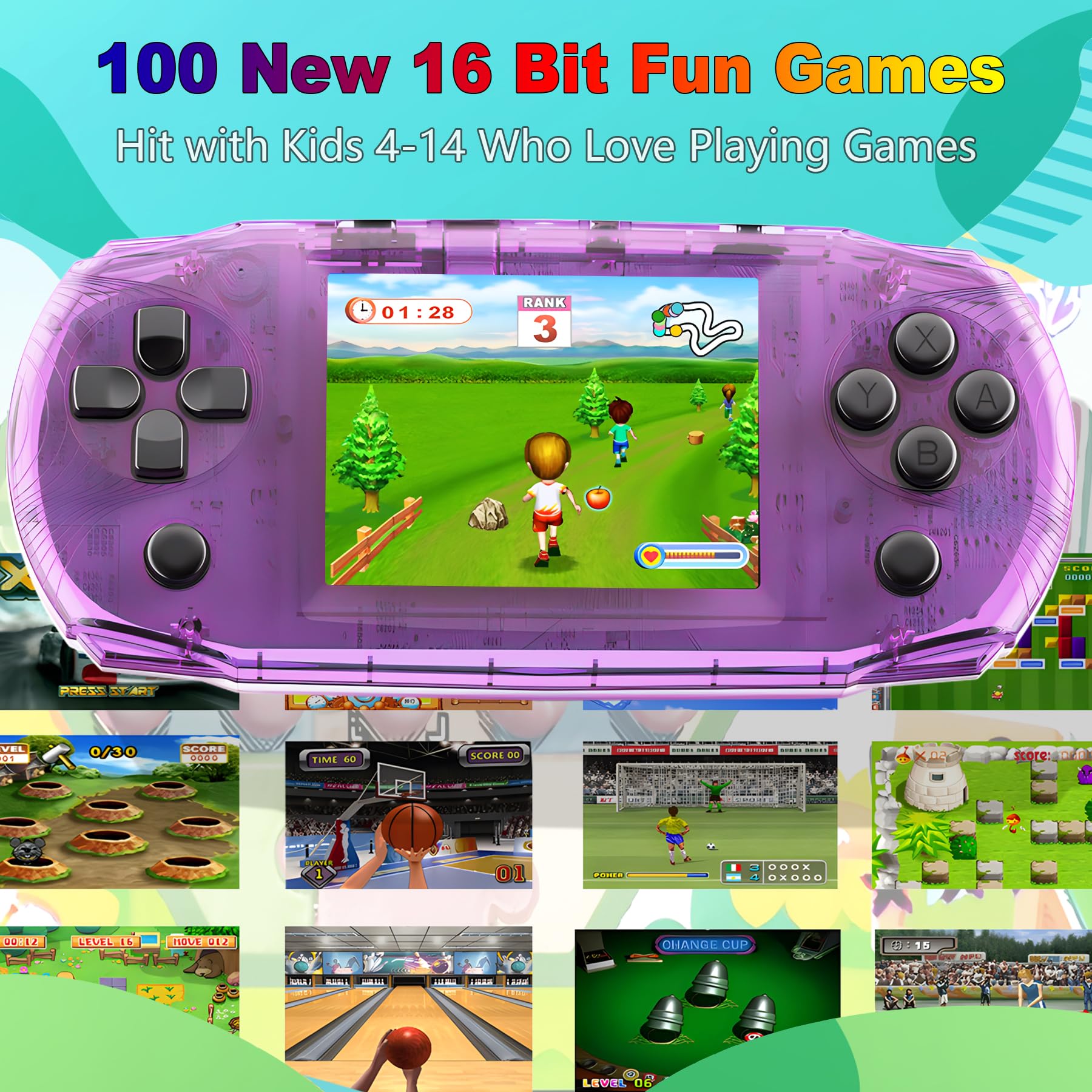 3.2" IPS Large Screen Handheld Game Console for Kids Preloaded 100 Retro Video