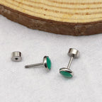 BLISI Green Onyx Pure Titanium Stud Earrings 5mm Natural Stone Women Earrings