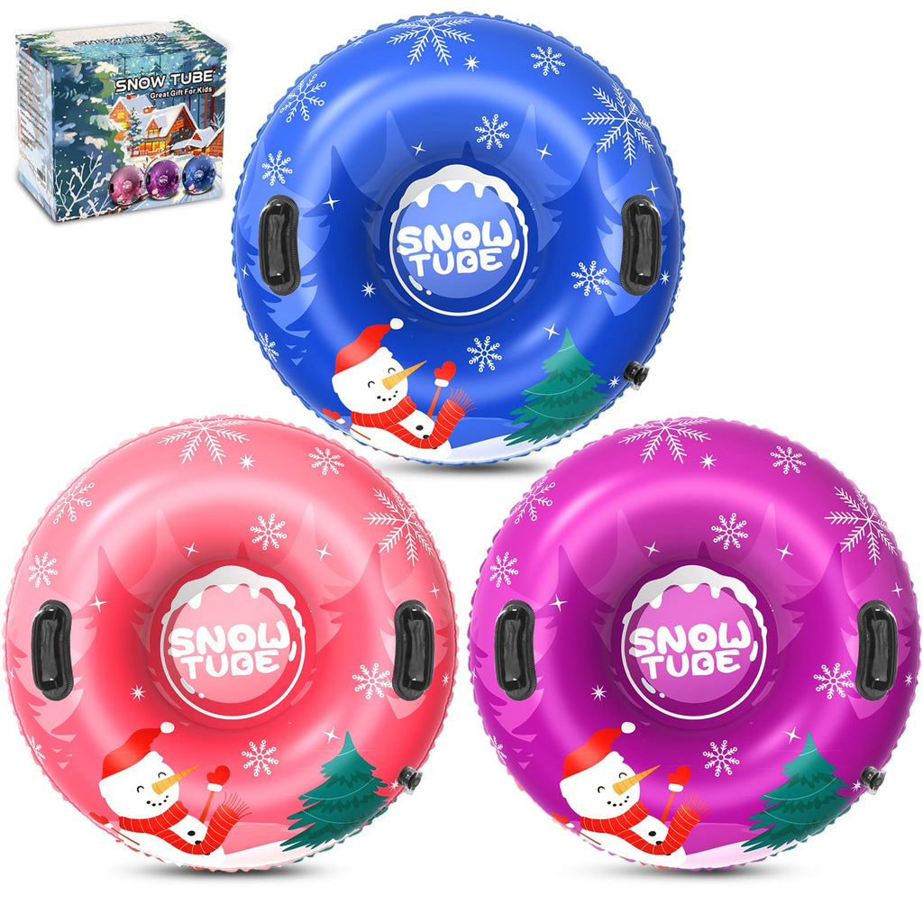 Menmek 36 Inch Snow Tube 3-4 Pack Inflatable Snow Sled Durable PVC Heavy Duty