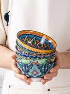 6 Pack HENXFEN LEAD Small Dessert Bowls – 10 oz Boho Ceramic Bowls for Ice