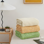 Longhui bedding 100% Cotton Knitted Throw Blanket – Cream, Soft & Cozy, Machine