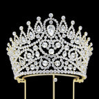 Large 5" Golden Rhinestone Crown Women Sparkly Quinceanera Pageant Tiara