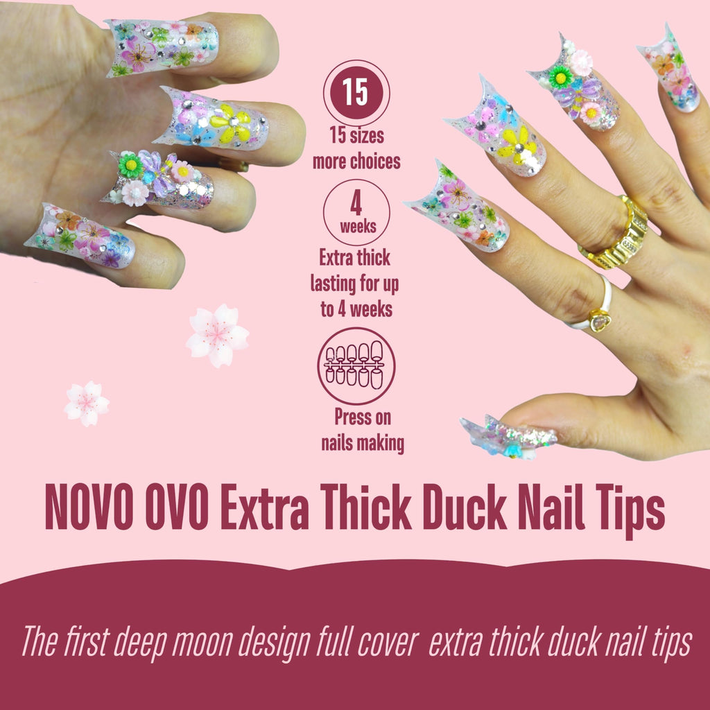 NOVO OVO Halloween Extra Thick Duck Feet Nail Tips Full Cover for Press on