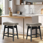 Erste!Bravo Grey Solid Wood Bar Stools Set of 2 for Kitchen Counter Height