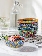 6 Pack HENXFEN LEAD Small Dessert Bowls – 10 oz Boho Ceramic Bowls for Ice