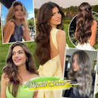 Clip in Hair Extensions 4 PCS 20 Inch Auburn Long Wavy Hair Extensions, Natural