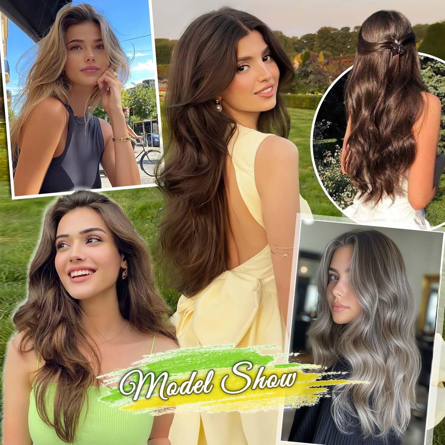 Clip in Hair Extensions 4 PCS 20 Inch Auburn Long Wavy Hair Extensions, Natural