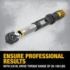 DEWALT Digital Torque Wrench, 3/8 inch Drive, 20-100 FT-LB, with Storage Case