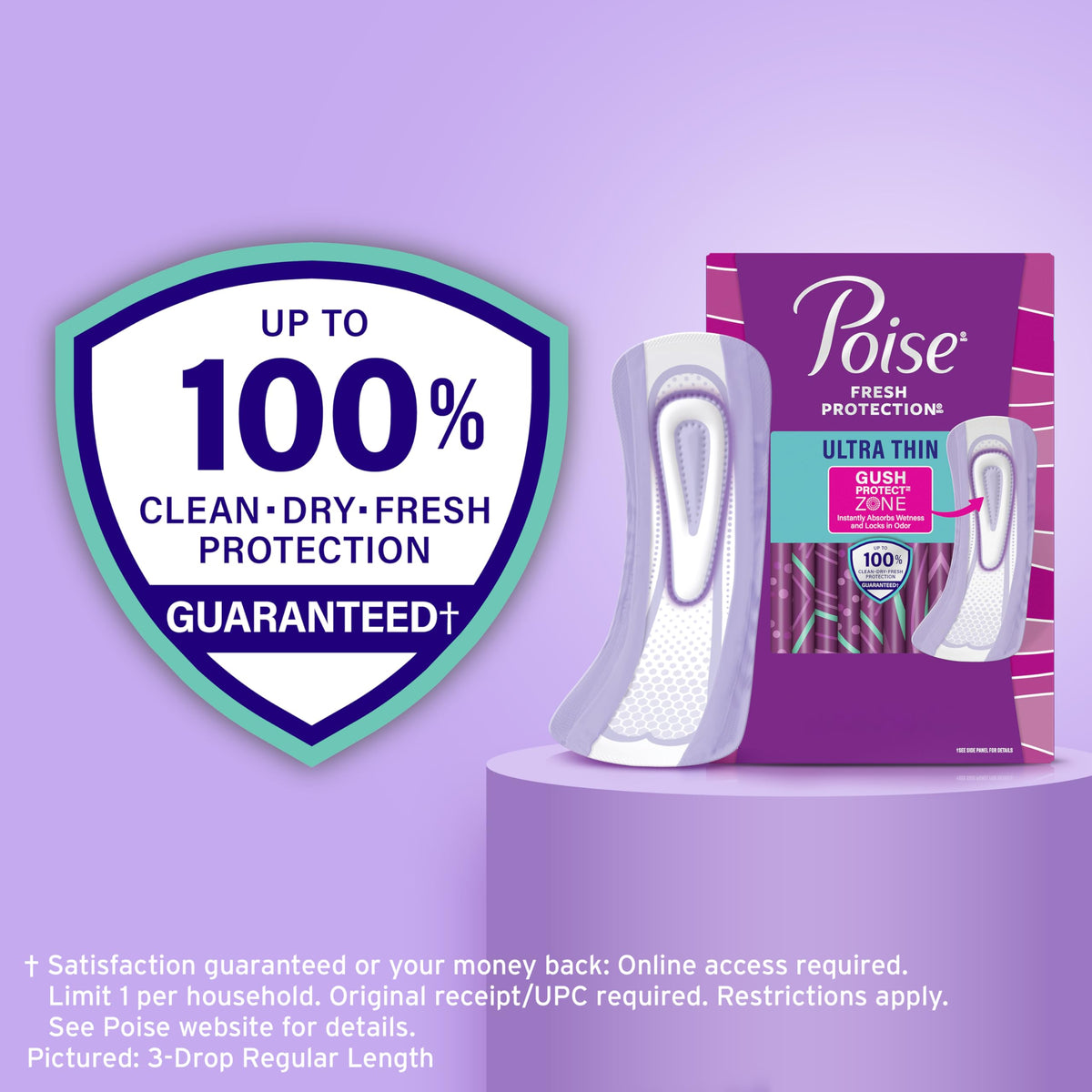 108 Count Poise Ultra Thin Incontinence Pads 5 Drop Long for Women