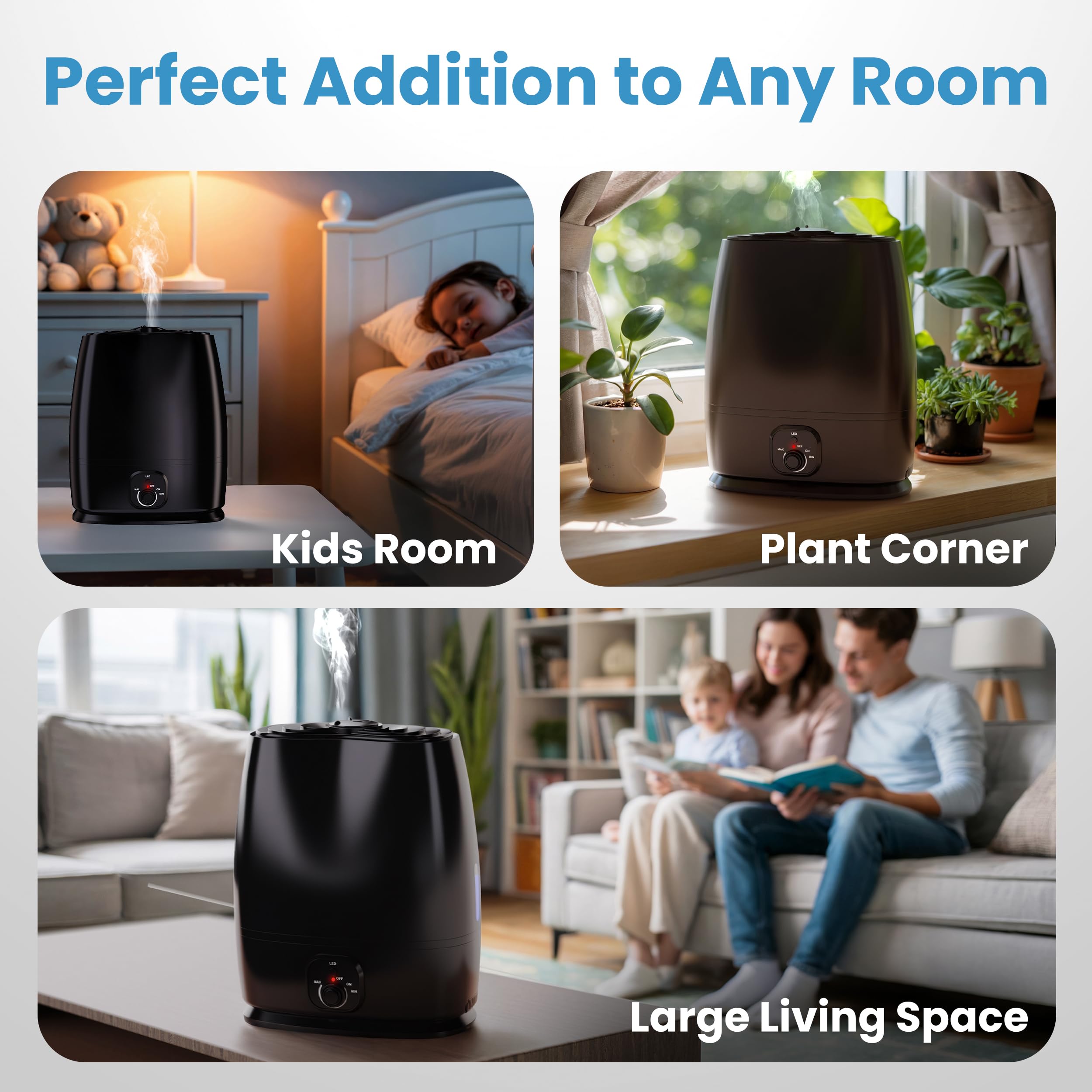 Everlasting Comfort 6L Humidifier Quiet 50HR No Filter Cool Mist Black