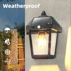 DERAYSION Solar Porch Lights Outdoor, 9 Inch Solar Wall Lanterns with Motion