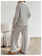 Verdusa Womens Maternity 2 Piece Set Striped Long Sleeve Top Pants Lounge Wear