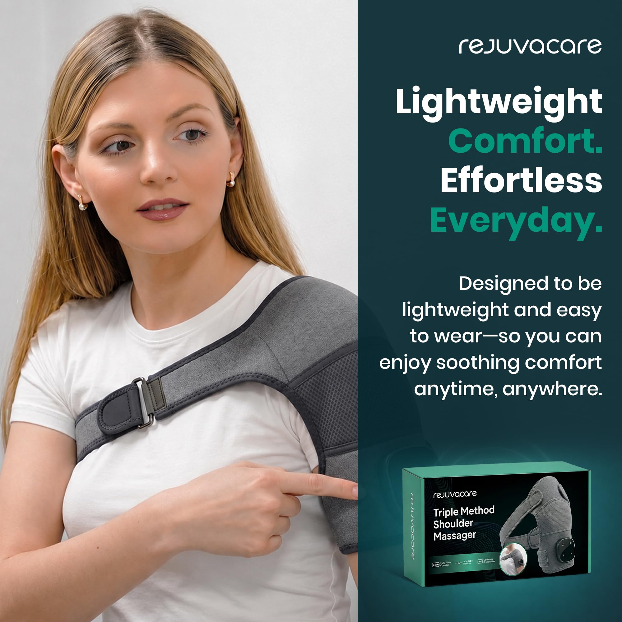 Rejuvacare Shoulder Massager Upgraded 2026 with Heat & Compression, Cordless