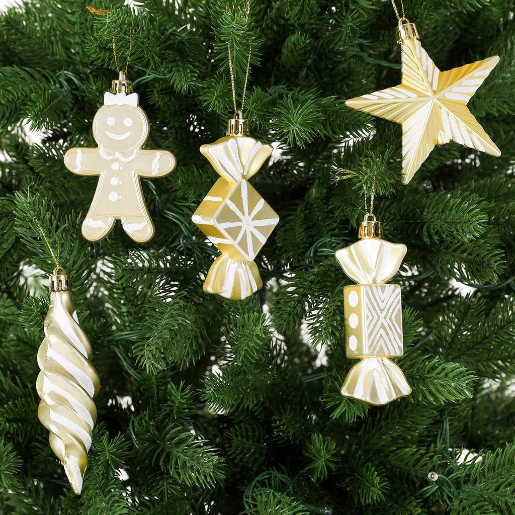 LANGXUN 20pcs Christmas Ornaments Set 2025 Tree Hanging Decor Candy Gingerbread