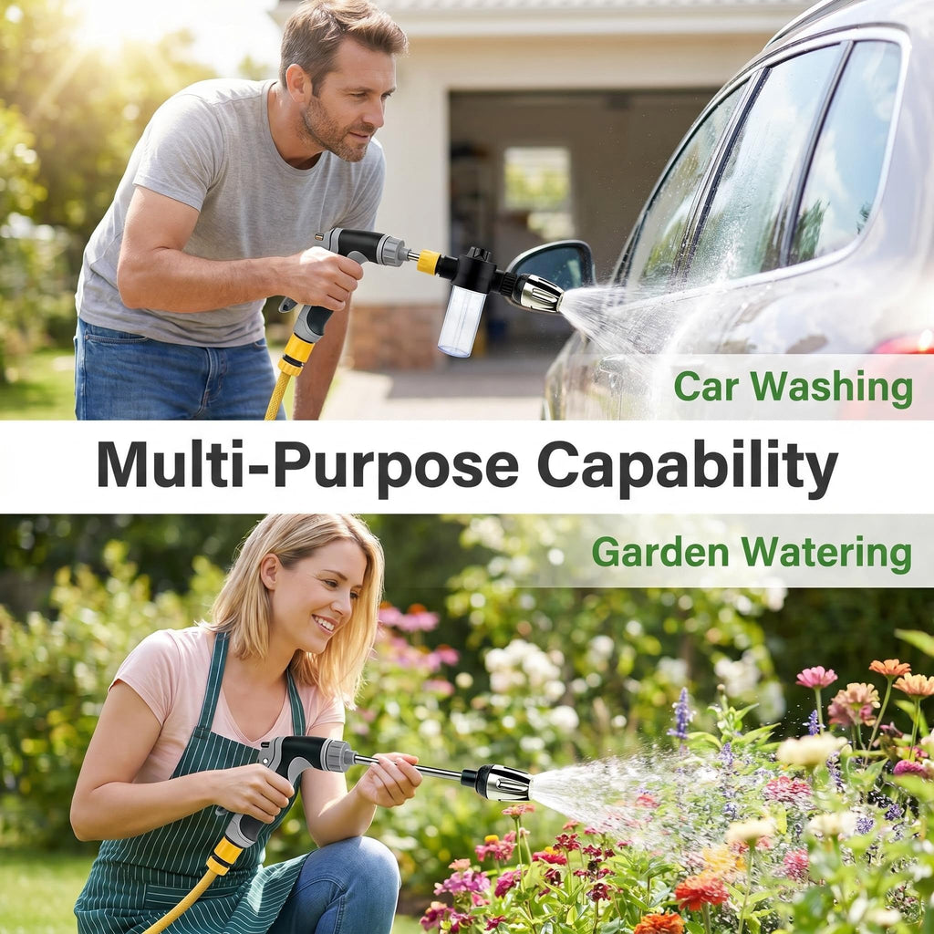 Power Blasters Water Hose Nozzle 3 Spray Modes 360° High Pressure Sprayer
