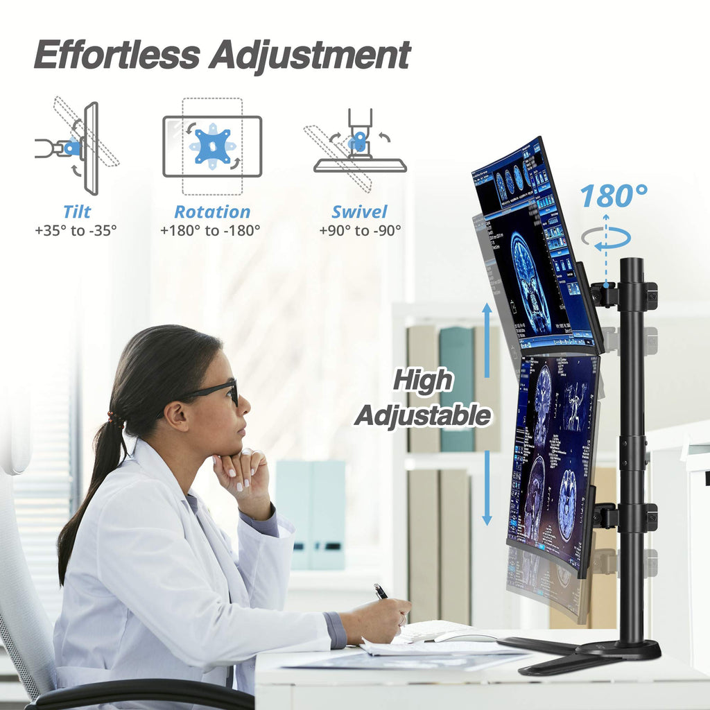 AVLT 34" Vertical Ultrawide Monitor Mount Stand Two Stacked 26.5 lbs Screens on