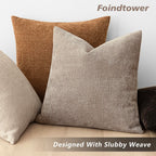 Foindtower Set of 2 Textured Chenille Throw Decorative Pillow Covers Square