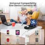 AVLT 150W 10 Port USB Charging Station Qi Wireless Charger Organizer Black