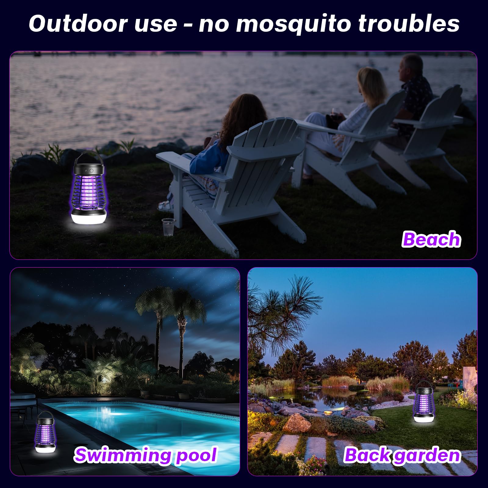 Upgraded Electric Fly Zapper,3 in 1 Bug Zapper Outdoor & Indoor, Electric