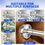 Bonpally Shower Curtain Rod, Adjustable 32-75 Inches Spring Tension Rod, Non-Slip No Drilling Stainless Steel Shower Rods for Bathroom Window Room Divider, Never Rust, Chrome