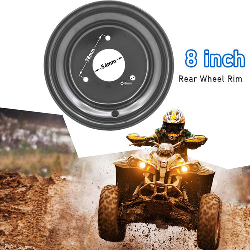 8" Rear Wheel Rim with 3 Holes Fits for Most ATV Go Kart Off-Road Dirt Pit Bike
