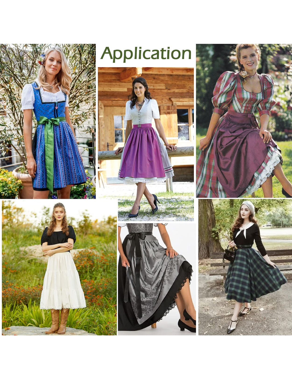 BEAUTELICATE Women 100% Cotton Skirt 3 Tiered A-Line Retro Medieval Skirt