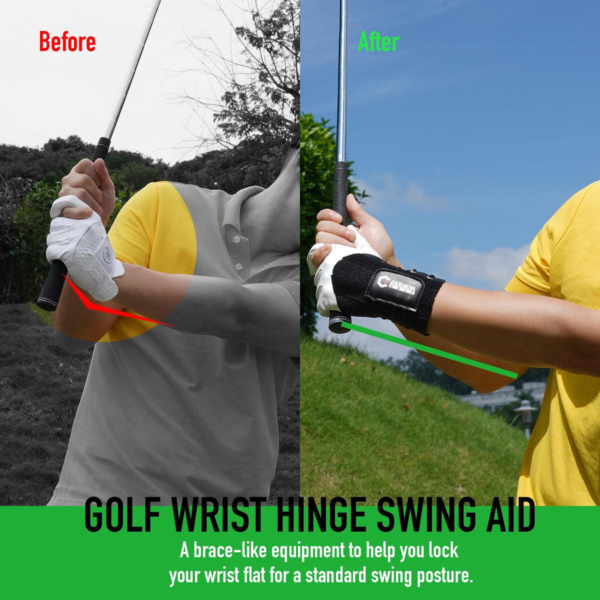 GAIARENA Golf Wrist Hinge Trainer Brace Swing Training Aid Left Hand M