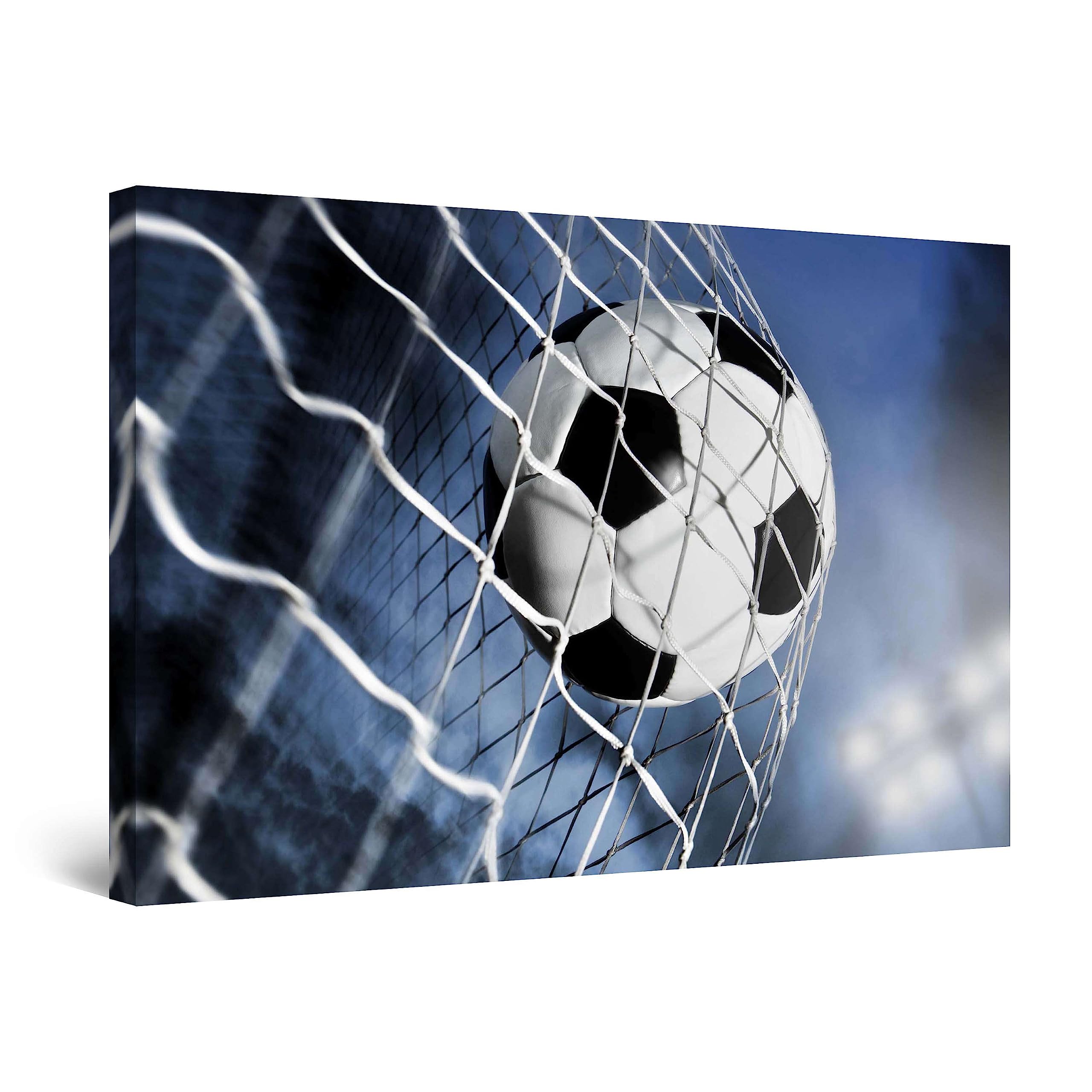 Startonight Wall Art Canvas Soccer Ball, Sports Picture Ball Net Blue Sky