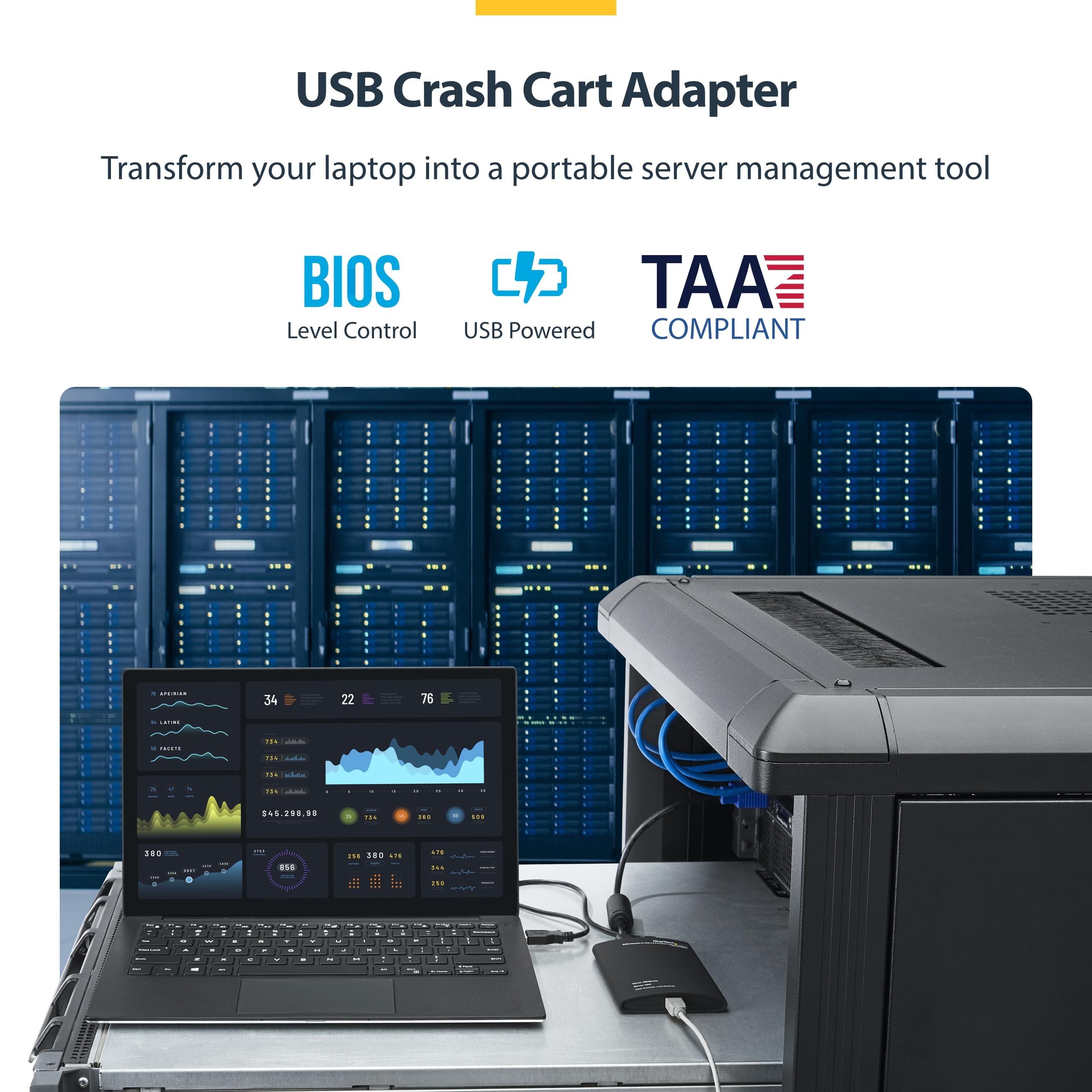 StarTech.com Portable Laptop Crash Cart Adapter for Server Management, USB/VGA