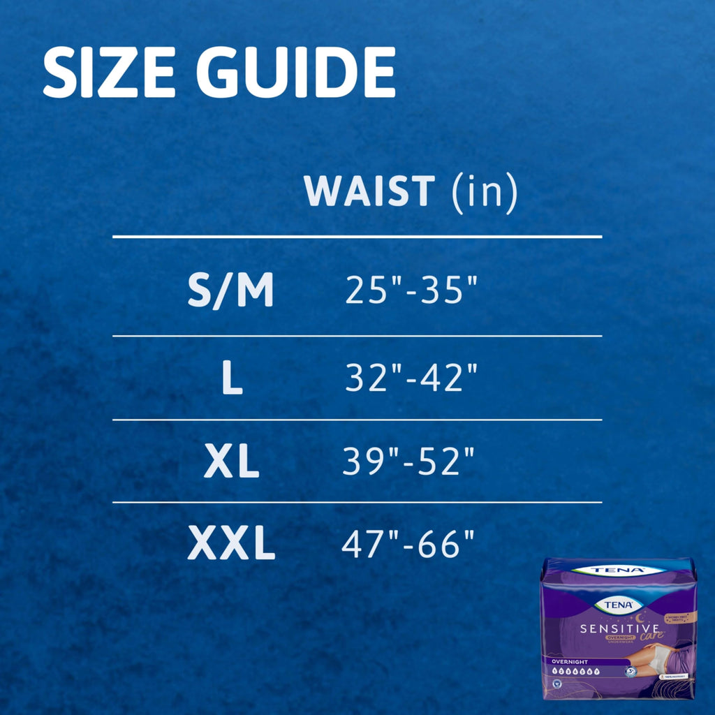 56 Count Tena Sensitive Care Overnight Incontinence Underwear for Women X-Large