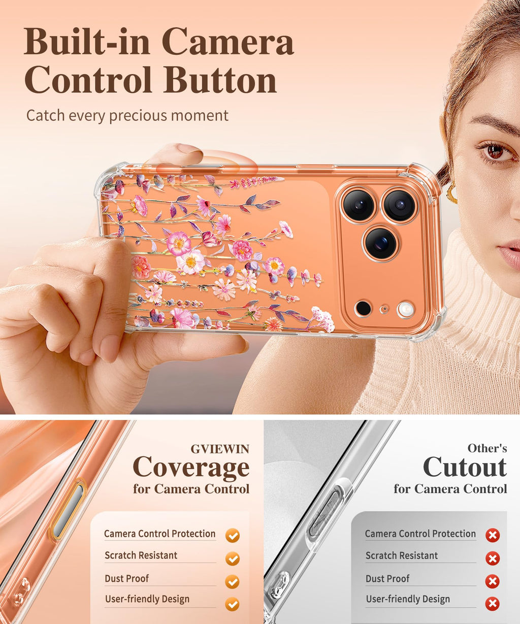 GVIEWIN for iPhone 17 Pro Max Case with Screen Protector, Upgraded [Full Camera