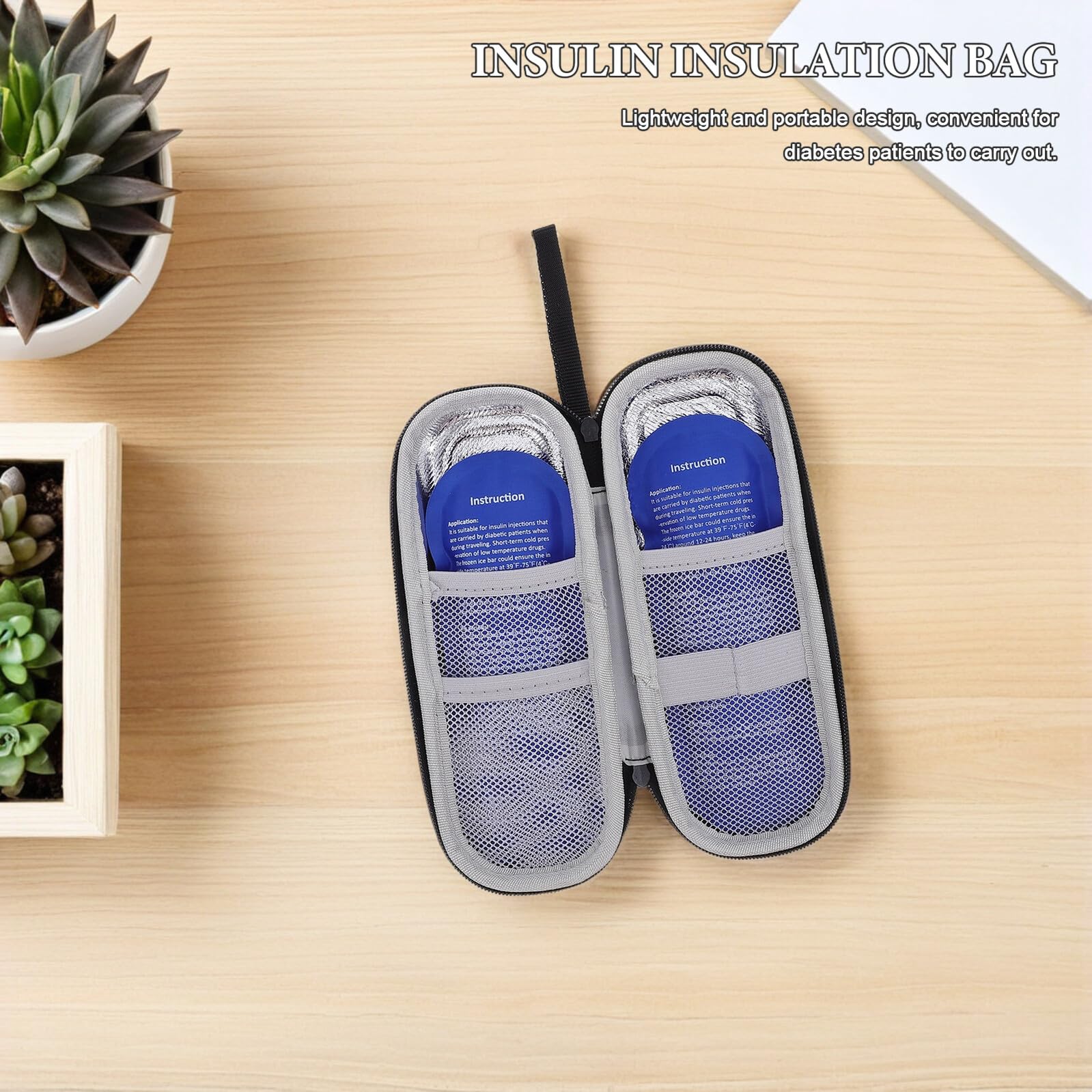 COHEALI Insulin Vial Storage Box and Portable Insulin Cooler Bag with 2 Blue Ice