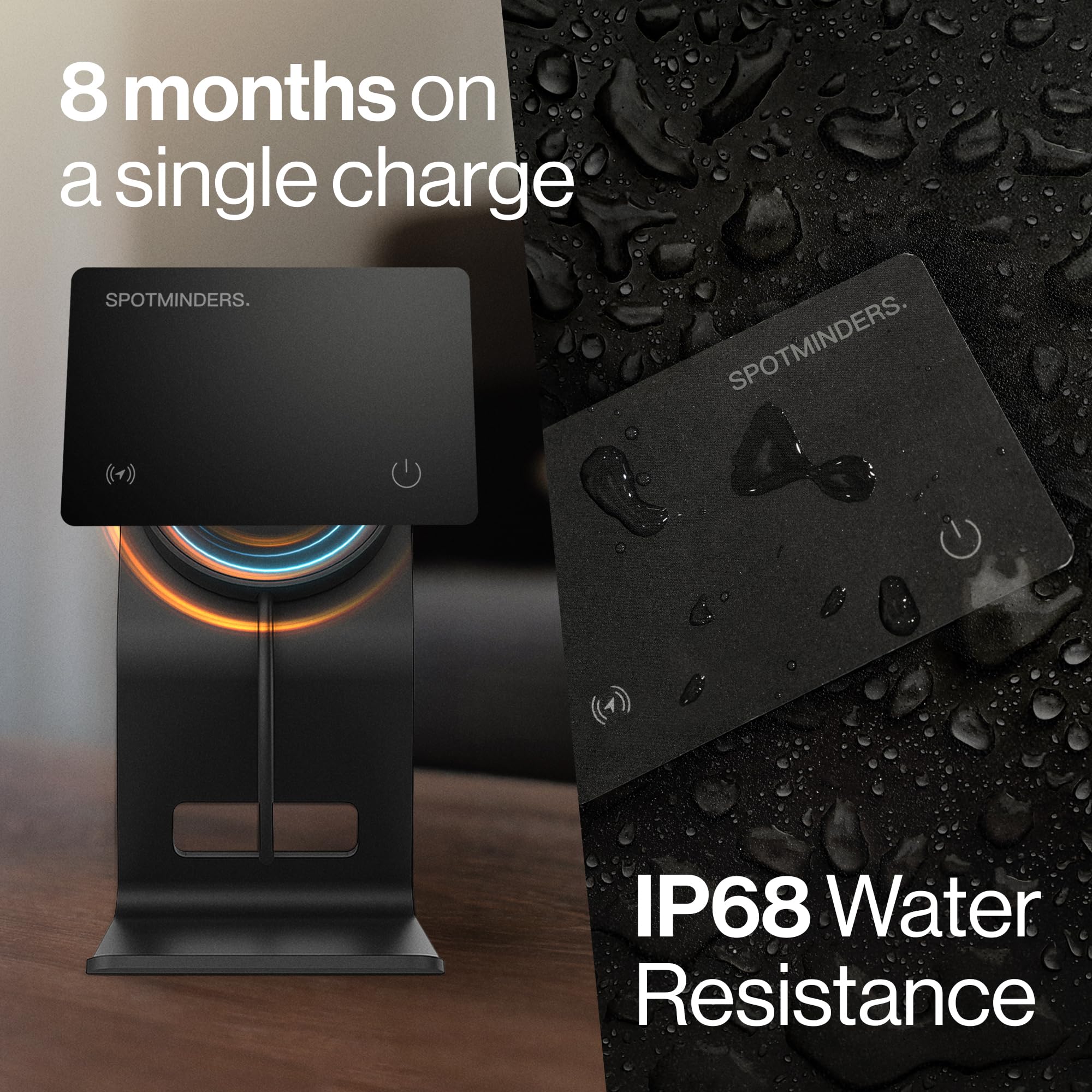 SPOTMINDERS Wallet Tracker Card Apple Find My Rechargeable IP68 Slim