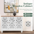 Sophia & William Sideboard and Buffet with Storage Cabinet 3-Door Hollow-Carved